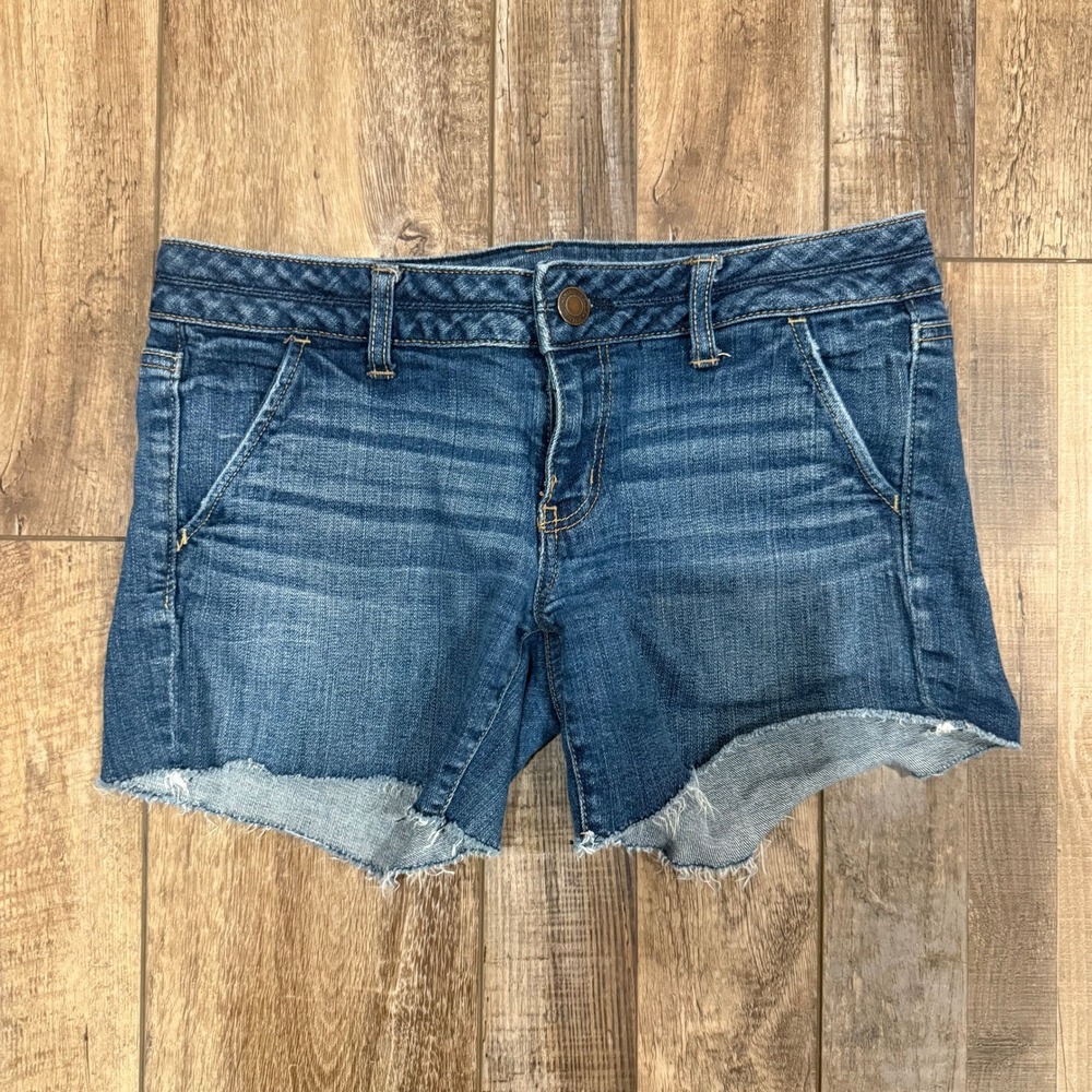 American Eagle‎ Stretch Cut Off Denim Shorts Medium Wash Blue Womens Size 8